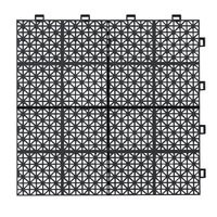 12 X 12 Inch Black Interlocking Deck Tiles Plastic Waterproof Outdoor All Weather Anti Slip Bathroom Shower Balcony Porch Strong Weight Capacity Upto 6613 Lbs, Rosette Pattern Pack Of 60 Black American Design,American Traditional Plastic