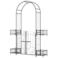 Outsunny 7' Garden Arch Arbor, Metal Arch Trellis With Gate, Garden Archway For Climbing Vines, Wedding Ceremony Decoration, Black Black Metal