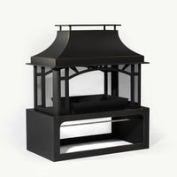 Steel Wood Outdoor Fireplace Garden Wood Burning Chimney Matt Black Steel