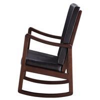 Dark Brown And Espresso Rocking Chair With Armrest Solid Brown Black Primary Living Space Foam Rectangular Contemporary Rocking Chairs Rubberwood Solid Back Wood