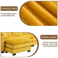 Modern U Shaped 6 Seat Sectional Sofa Couch With One Ottoman And Three Toss Pillows ,Modular Sofa For Living Room,Corduroy Sofa Yellow Corduroy 7 Seat