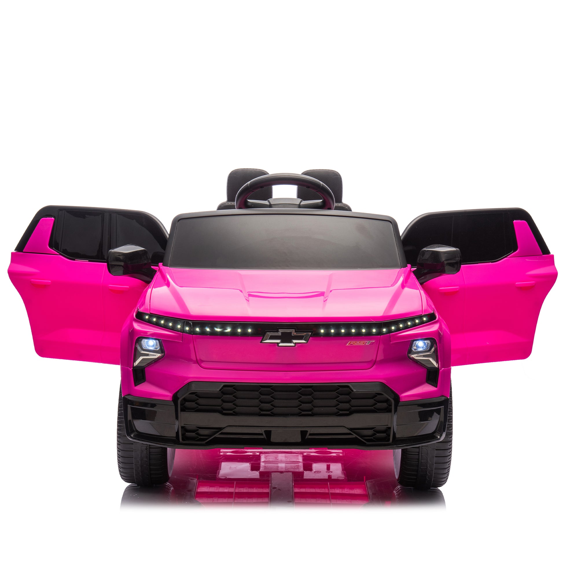 24V Kids Ride On Car W Parents Control,Licensed Chevrolet Silverado,Four Wheel Suspension,Led Lights,Bluetooth,Music,Usb,Mp3,Power Display,Speeds 2.49 3.73Mph For Kids Aged 2 5. Pink 50 99 Lbs