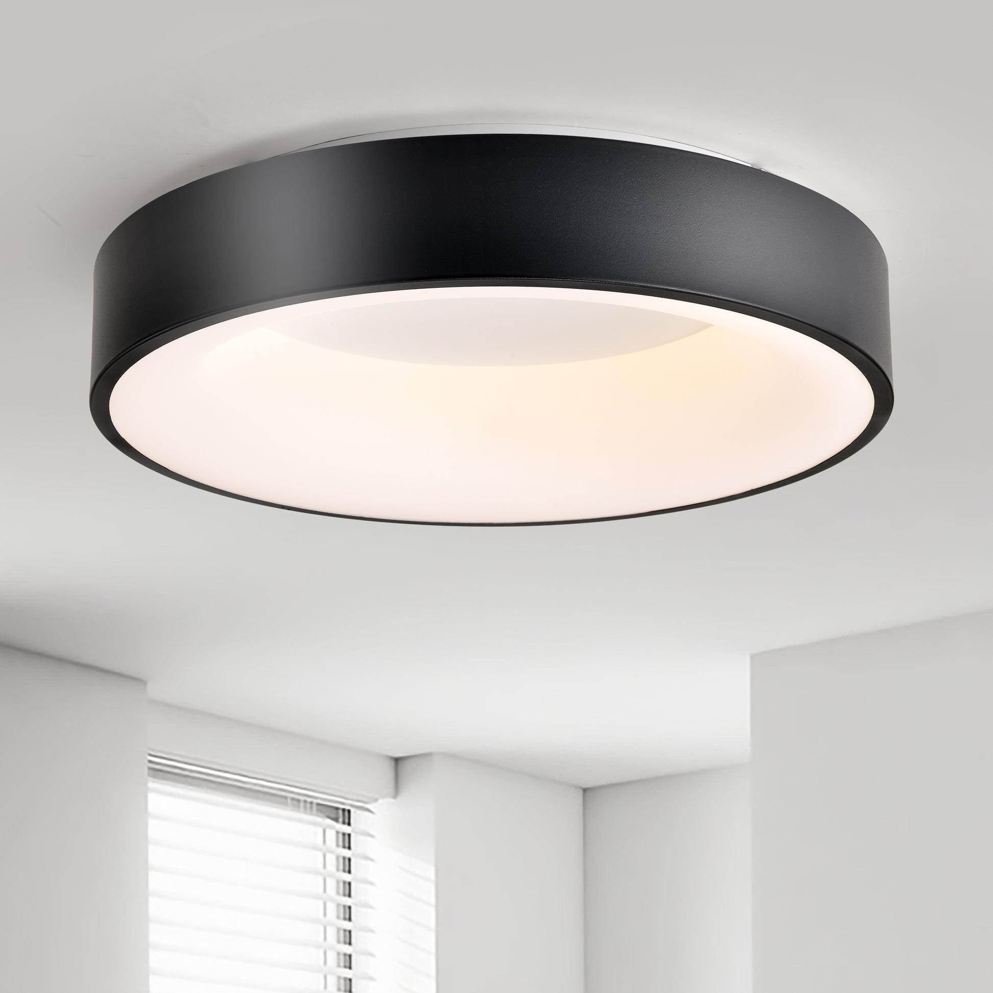 15.75 Inch Semi Flush Mount Ceiling Light Fixture, Modern Farmhouse Led Ceiling Light 1 Color 3000K , Industrial Ceiling Light With Acrylic Shade Lamp Ceiling Lamp For Kitchen, Hallway, Bathroom Black Acrylic