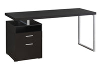 Computer Desk, Home Office, Laptop, Left, Right Set Up, Storage Drawers, 60"L, Work, Brown Laminate, Grey Metal, Contemporary, Modern Espresso Particle Board