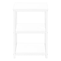 Accent Table, Side, End, Nightstand, Lamp, Living Room, Bedroom, White Laminate, White Metal, Contemporary, Modern White Metal