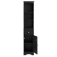 Tall Bathroom Cabinet, Freestanding Storage Cabinet With Drawer, Mdf Board, Adjustable Shelf, Black Black Mdf