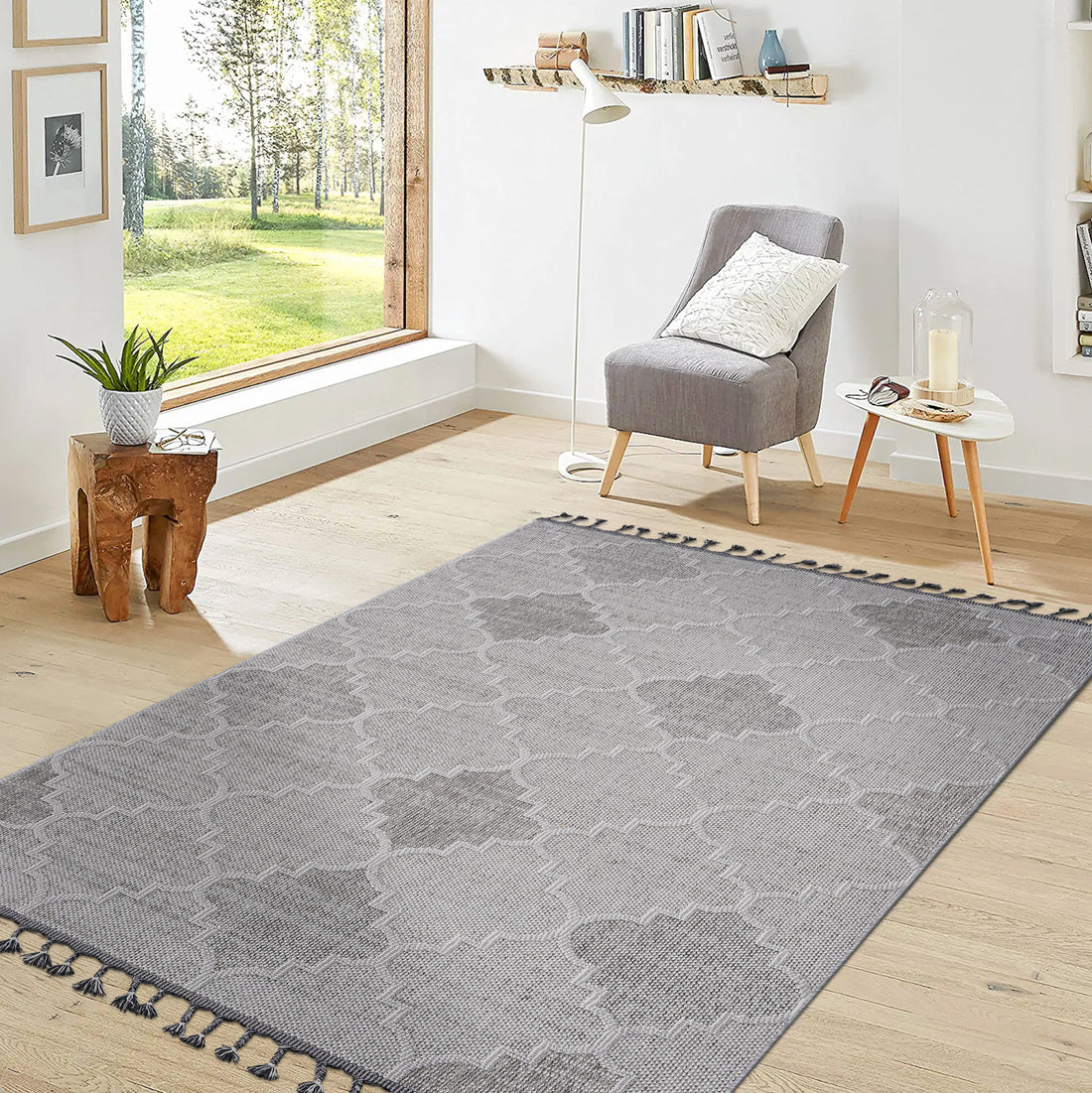 8X10 White Grey Trellis Indoor Outdoor Area Rug White Gray Polypropylene