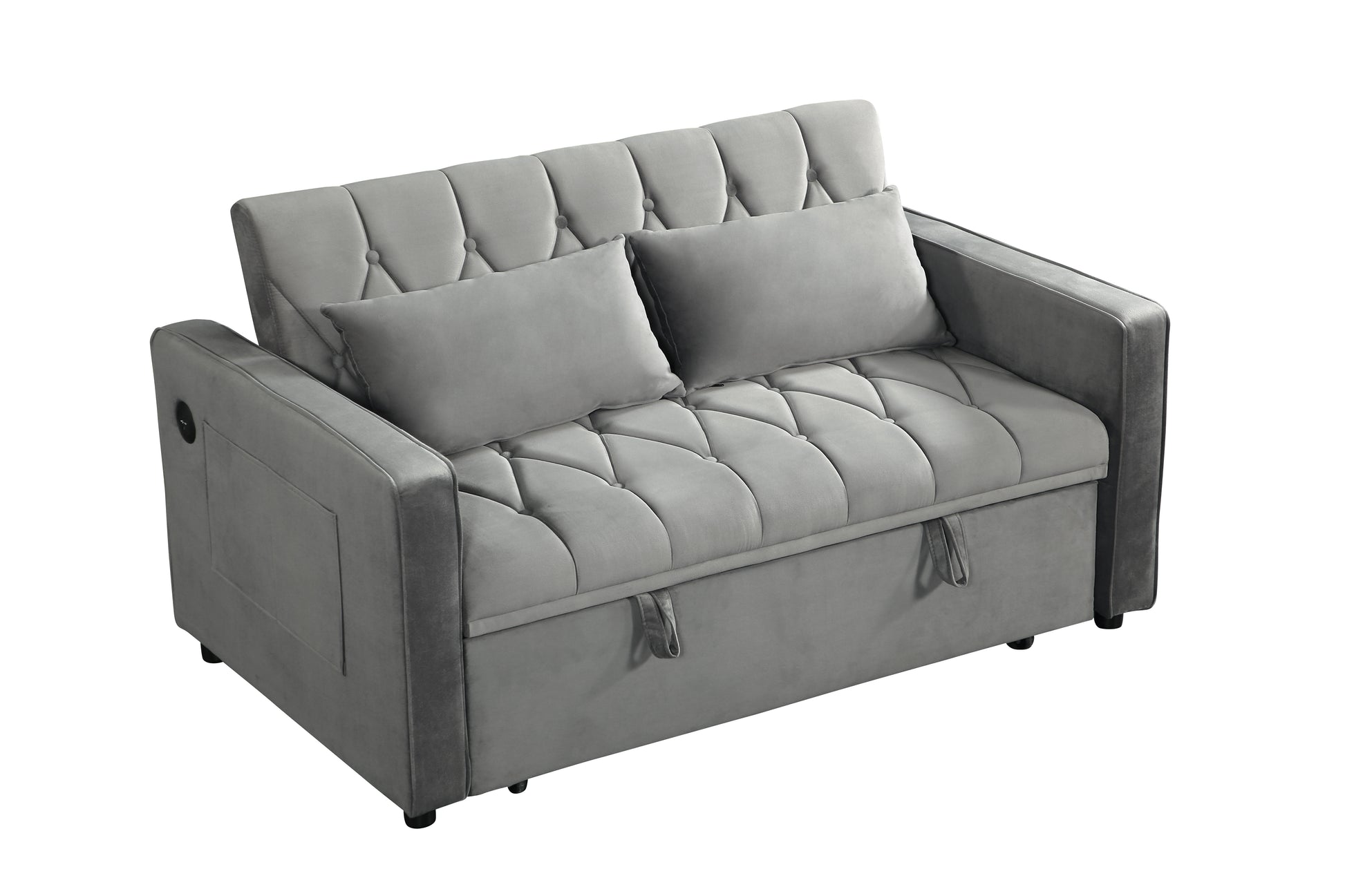 3 In 1 Sleeper Sofa Couch Bed Twin Gray Fabric