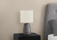 Lighting, 19"H, Table Lamp, Grey Ceramic, Ivory Cream Shade, Contemporary Grey Ceramic