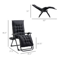 Outsunny Zero Gravity Chair, Folding Reclining Lounge Chair With Padded Cushion, Side Tray For Indoor And Outdoor, Supports Up To 264 Lbs., Black Black Steel