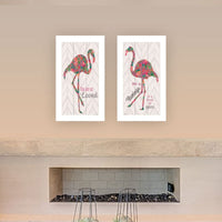 "Flamingo'S A Matrix Colors " Framed Wall Art For Living Room, Wall Art Print For Home Decor, Bedroom Wall Art By Cindy Jacobs Multicolor Wood Paper