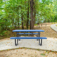 72" Expanded Metal Rectangular Picnic Table, Blue Blue Steel Steel