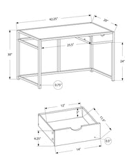 Computer Desk, Home Office, Laptop, Storage Drawer, 42"L, Work, Natural Laminate, White Metal, Contemporary, Modern Natural Mdf