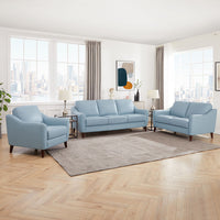 Ersa Leather Loveseat Blue Memory Foam Genuine Leather