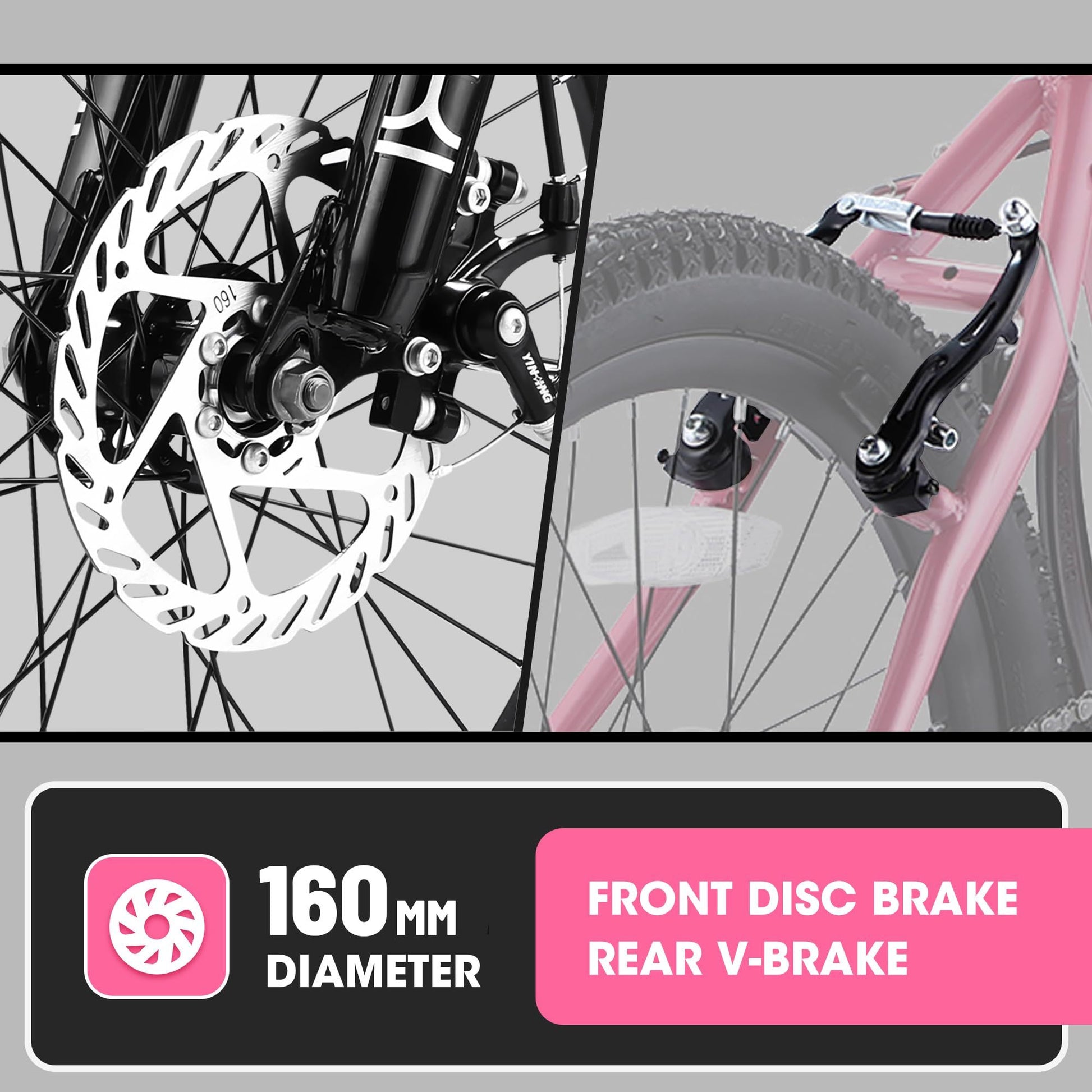 S20101 Ecarpat 20 Inch Kids Bike, Boys Girls Mountain Bike Ages 8 12, 7 Speed Teenager Children Kids' Bicycles, Front Suspension Disc U Brake, 14 Inch Height Steel Frame Pink Polyurethane Foam Carbon Steel