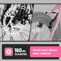 S20101 Ecarpat 20 Inch Kids Bike, Boys Girls Mountain Bike Ages 8 12, 7 Speed Teenager Children Kids' Bicycles, Front Suspension Disc U Brake, 14 Inch Height Steel Frame Pink Polyurethane Foam Carbon Steel