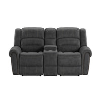 Ferrar Gray Reclining Console Loveseat Gray Foam Solid Wood