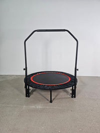 48" Foldable Mini Trampoline Max Load 300Lbs, Fitness Rebounder With Adjustable Foam Handle, Exercise Trampoline For Adults Indoor Garden Workout Black Abs Steel Q235