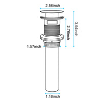Bathroom Sink Drain With Overflow, Vessel Sink Lavatory Vanity Pop Up Drain Stopper, 304 Stainless Steel Gunmetal Stainless Steel