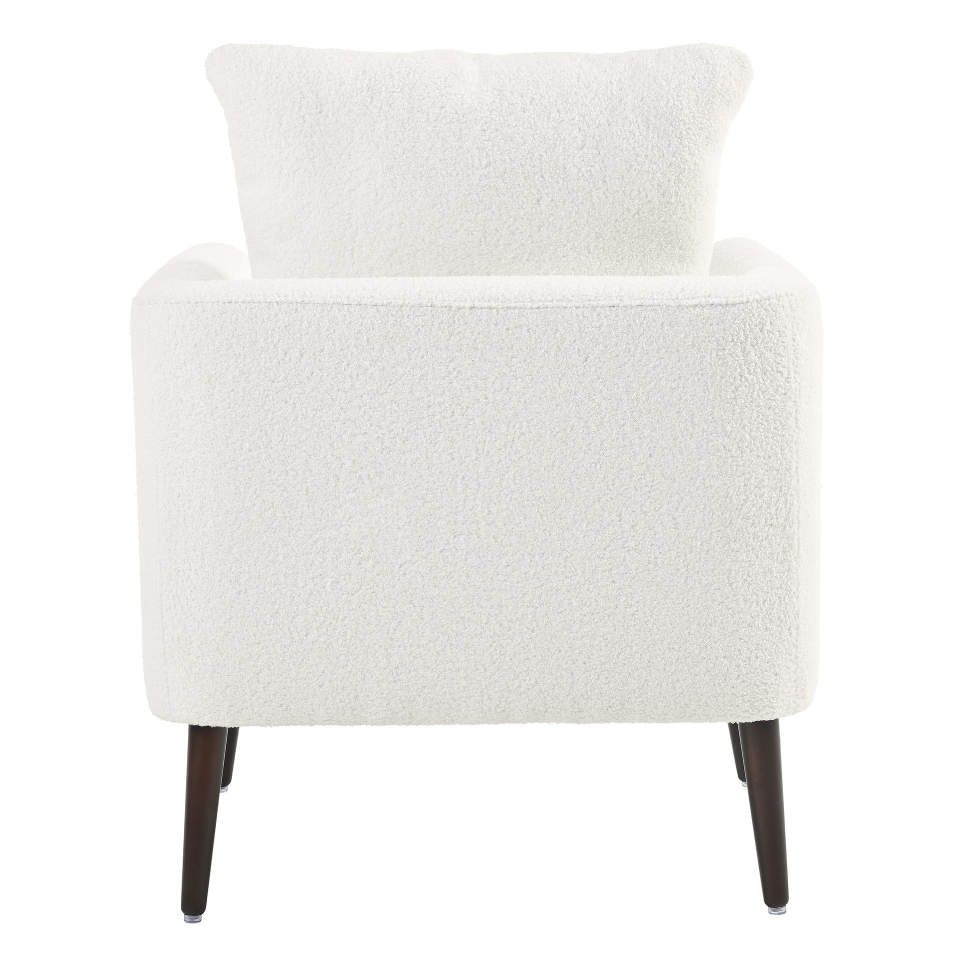 Teddy Fabric Accent Chair, Fabric Armchair Club Chair,Barrel Chair,Upholstered Arm Chair With Solid Wood Legs,Waist Pillow,Padded Single Chair For Living Room Bedroom Study Waiting Room,White White