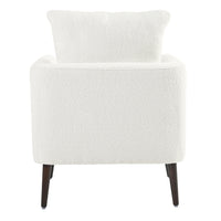 Teddy Fabric Accent Chair, Fabric Armchair Club Chair,Barrel Chair,Upholstered Arm Chair With Solid Wood Legs,Waist Pillow,Padded Single Chair For Living Room Bedroom Study Waiting Room,White White