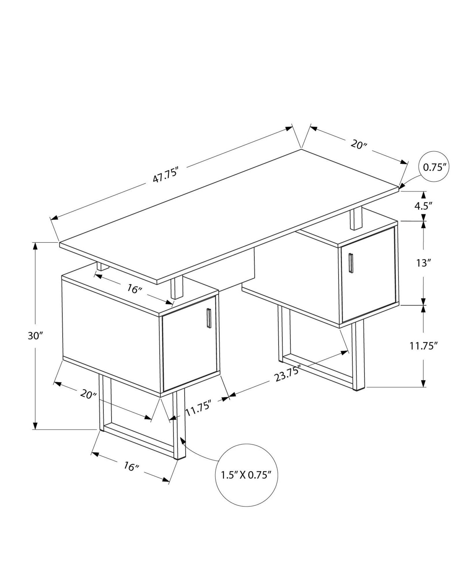 Computer Desk, Home Office, Laptop, Storage, 48"L, Work, Black Laminate, Black Metal, Contemporary, Modern Black Particle Board