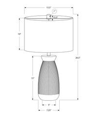 Lighting, 27"H, Table Lamp, Grey Ceramic, Grey Shade, Contemporary Grey Ceramic