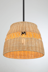 Essence Single Lights Pendant With Rattan Shade Black Metal Finish For Farmhouse Style Black,Rattan Ceiling Lights Farmhouse Metal,Rattan
