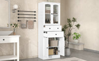 Tall Bathroom Storage Cabinet, Cabinet With Four Doors And Drawers, Adjustable Shelf, Mdf Board, White White Mdf