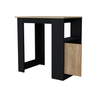 Black And Natural Oak 1 Door Kitchen Island With Open Storage Oak Particle Board Melamine