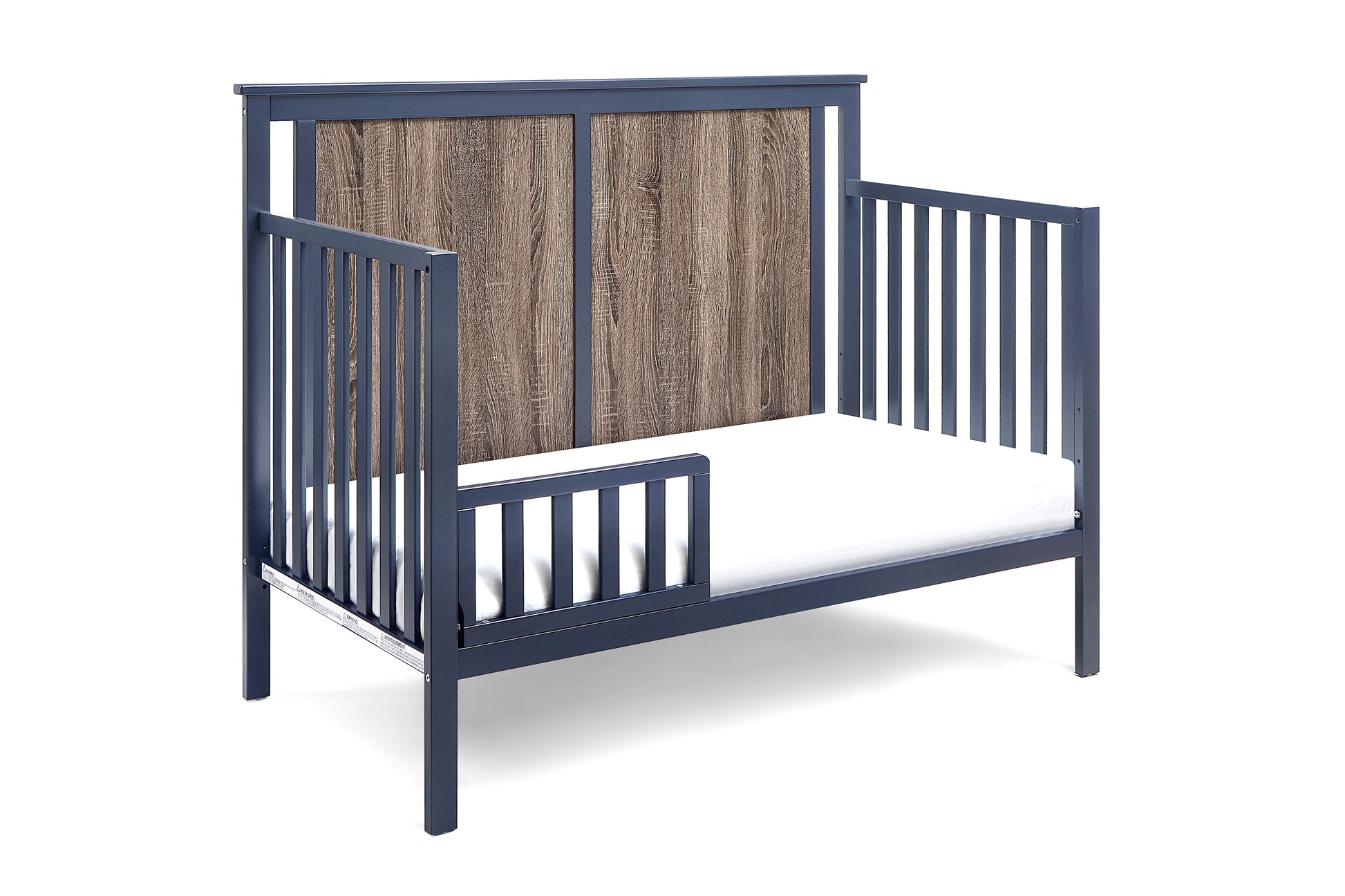 Connelly 4 In 1 Convertible Crib Midnight Blue Vintage Walnut Blue Brown Wood