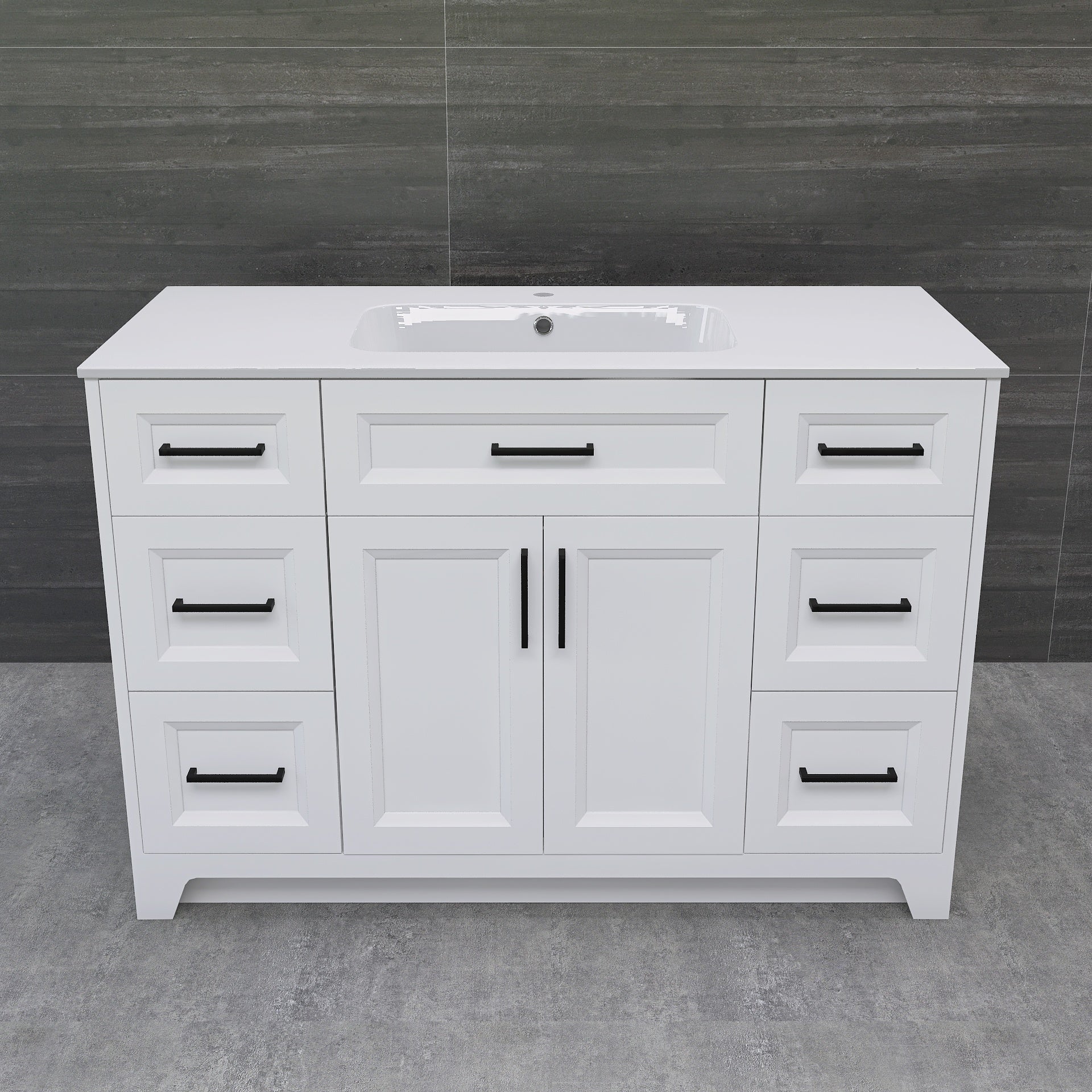 Solid Wood 48 Inch Bathroom Vanity With Single Sink Combo, Modern Vanity Cabinet With 2 Soft Closing Doors & 6 Full Extension Dovetail Drawers White 4 White 2 2 48 In & Above 32 To 35 In Soft Close Doors Bathroom Freestanding Luxury,Modern 20 25 Inches