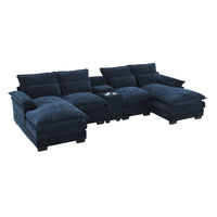 8804Aac Console Blue Chenille 1 Seat