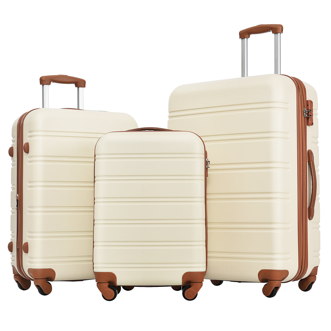 3 Piece Luggage Set Hardside Spinner Suitcase With Tsa Lock 20" 24" 28" Available Antique White Abs