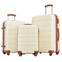 3 Piece Luggage Set Hardside Spinner Suitcase With Tsa Lock 20" 24" 28" Available Antique White Abs