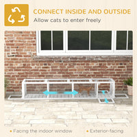 Pawhut Outdoor Cat Tunnel With Extendable Design, 79" L Wooden Cat Run With Weather Protection, Connecting Inside And Outside, For Deck Patios, Balconies, White White Black Wood