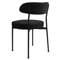 Boucle Upholstered Dining Chairs With Curved Backrest & Metal Legs Set Of 4, Black Metal Black Dining Room Foam Classic,Modern Dining Chairs Set Of 4 Or More Fabric Metal