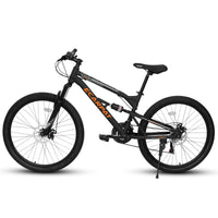 A26207 26 Inch Aluminum Frame Shock Fork Plus Shock Absorber 21 Speed Unisex Mountain Bike Black Without Wear Resistant Garden & Outdoor Sporty Multifunctional Steel