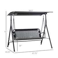 Outsunny Patio Swing Chair With Canopy, Seats 2 Adults Loveseat Bench With Adjustable Tilt Canopy, Armrests, A Frame Steel,Mesh For Backyard, Garden, Black Black Metal