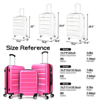 3 Piece Luggage 20Inches,24Inches,28Inches Featuring 360 Rotating Wheels And Tsa Lock Abs Hard Shell Yet Practical Design Suitable For Both Men And Women Rose Red Abs