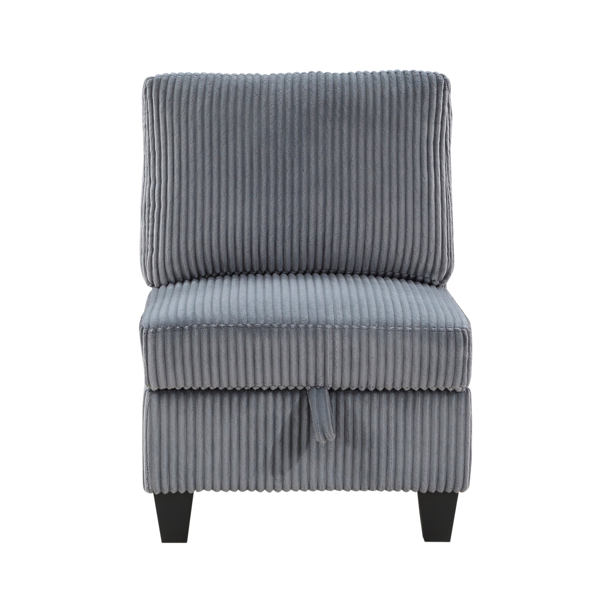 Modern Living Room Furniture Dark Gray Armless Chair With Storage Corduroy Fabric Upholstery 1Pc Modular Armless Chair Dark Gray Primary Living Space Contemporary,Modern Solid Wood