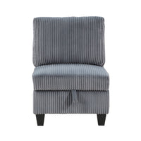 Modern Living Room Furniture Dark Gray Armless Chair With Storage Corduroy Fabric Upholstery 1Pc Modular Armless Chair Dark Gray Primary Living Space Contemporary,Modern Solid Wood