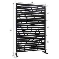 Outdoor & Indoor Privacy Screen Metal Privacy Screen 76" H 48" W, Freestanding Decorative Privacy Screen For Deck Balcony Patio, Privacy Fence Panels For Outside Lawn Garden Ps109 Black Black Steel