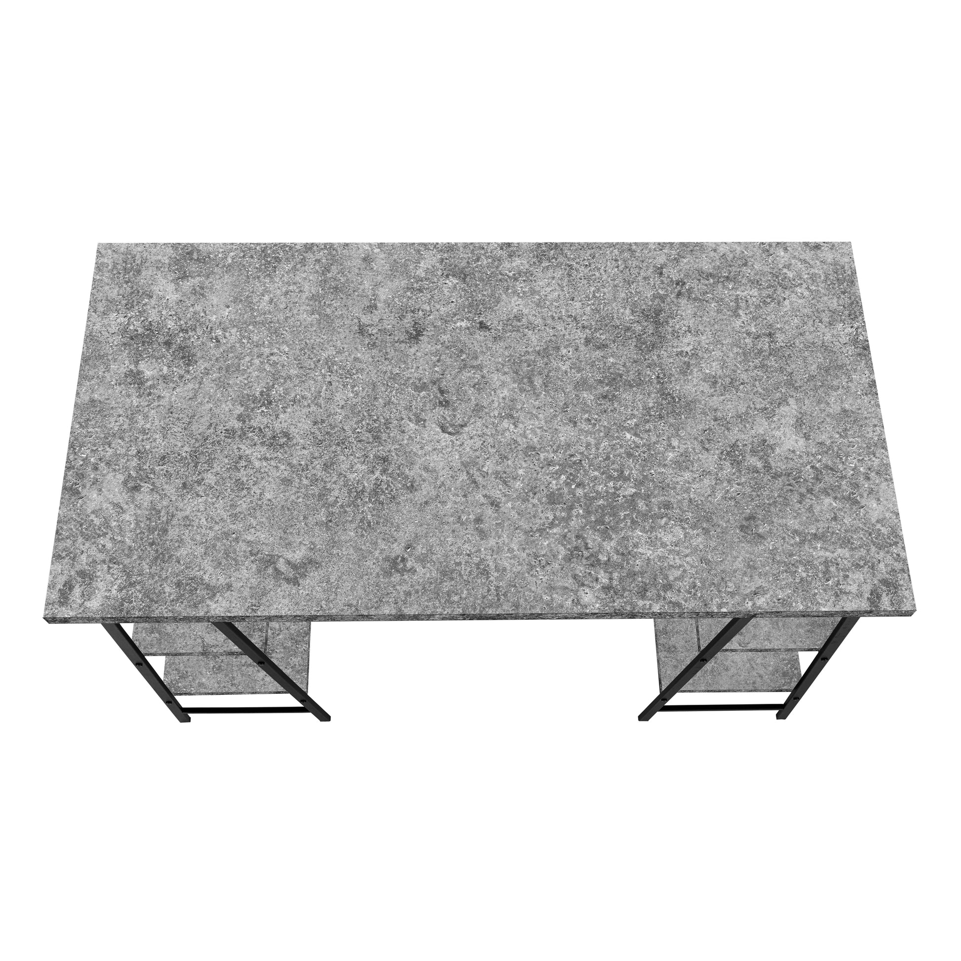 Computer Desk, Home Office, Laptop, Storage Shelves, 48"L, Work, Grey Laminate, Black Metal, Contemporary, Modern Grey Metal