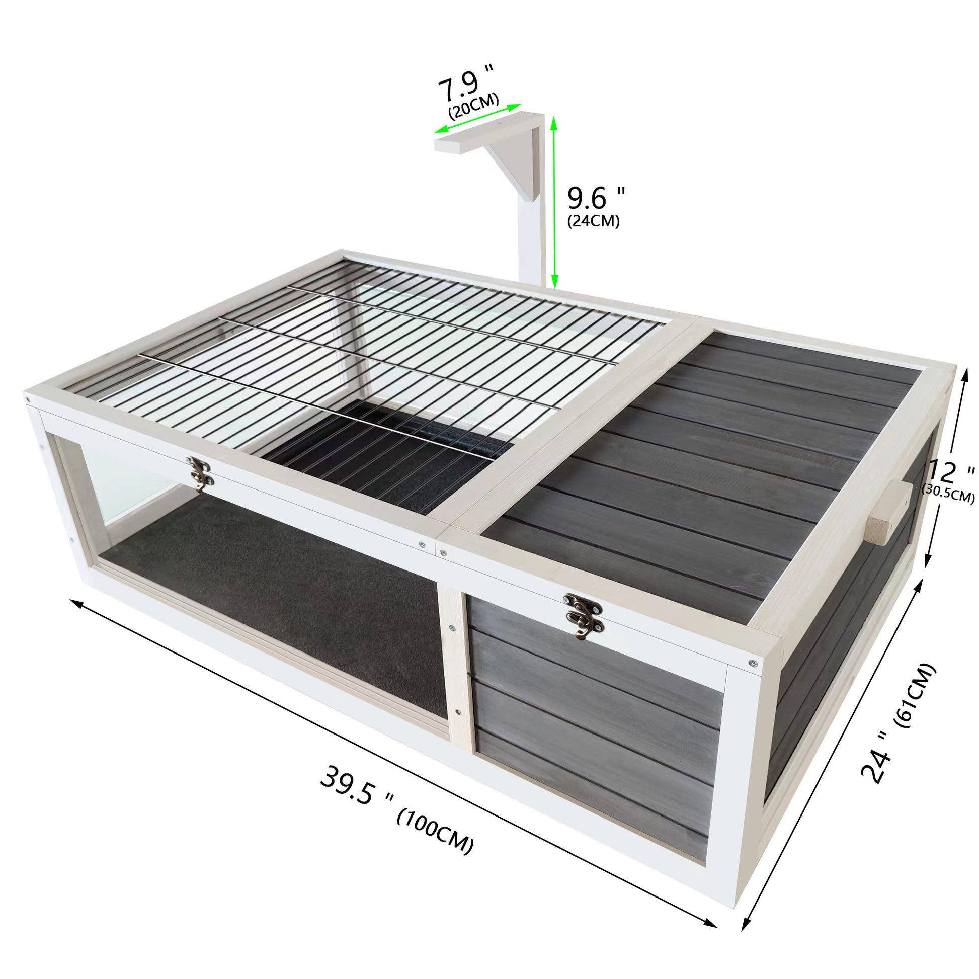 39.5 Wood Tortoise House Indoor Turtle Habitat Reptile Cage For Lizards, Geckos, With Removable Waterproof Tray,Light Support,Acrylic Window Gray Wood