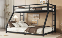 Metal Twin Xl Over Queen Bunk Bed For Teens And Adults,Space Saving Noise Reduced No Box Spring Needed, Black Twin Xl Black Metal