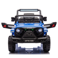 12V Kids Ride On Electric Truck Car W Parents Control,2Wd,Four Wheel Suspension,Early Education Function,Adjustable Volume,Usb,Mp3,Bluetooth,Microphone Jack,Power Display,Led Lights For Kids Aged 3. Blue Polypropylene