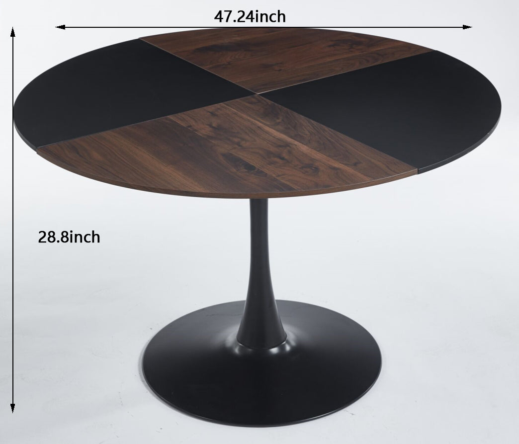 1 4,5Pieces Dining Set, Table Metal Leg Mid Century Dining Table For 4 6 People With Mdf Table Top, Pedestal Dining Table, End Table Leisure Coffee Table Black Mdf