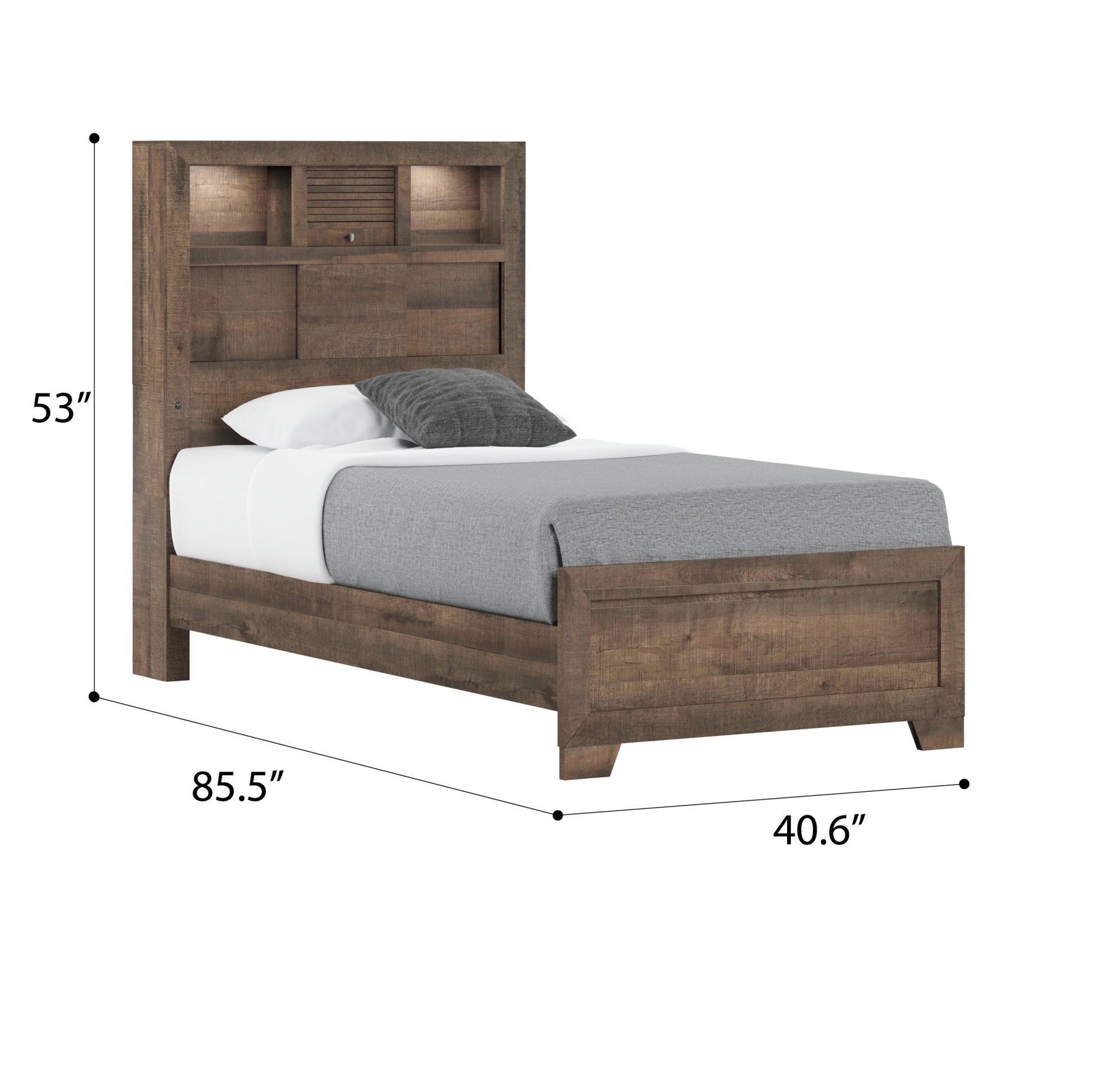 Plinz Brown Twin Bookcase Bed Twin Brown Engineered Wood