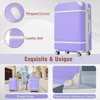 24 In Luggage 1 Piece With Tsa Lockexpandable Lightweight Suitcase Spinner Wheels, Vintage Luggage,Purple Change To Sku:N732P171621I Purple Abs